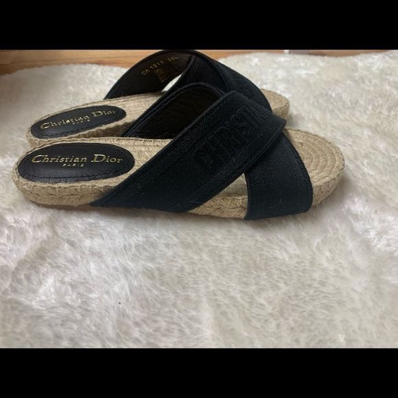 Dior Granville Embroidered Cotton Espadrille Slide - Picture 7 of 8